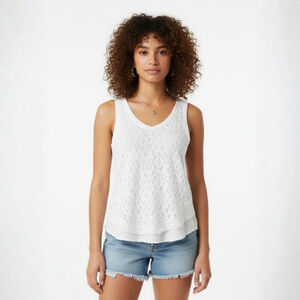 Wilt Front Lace White Tank Top - XS